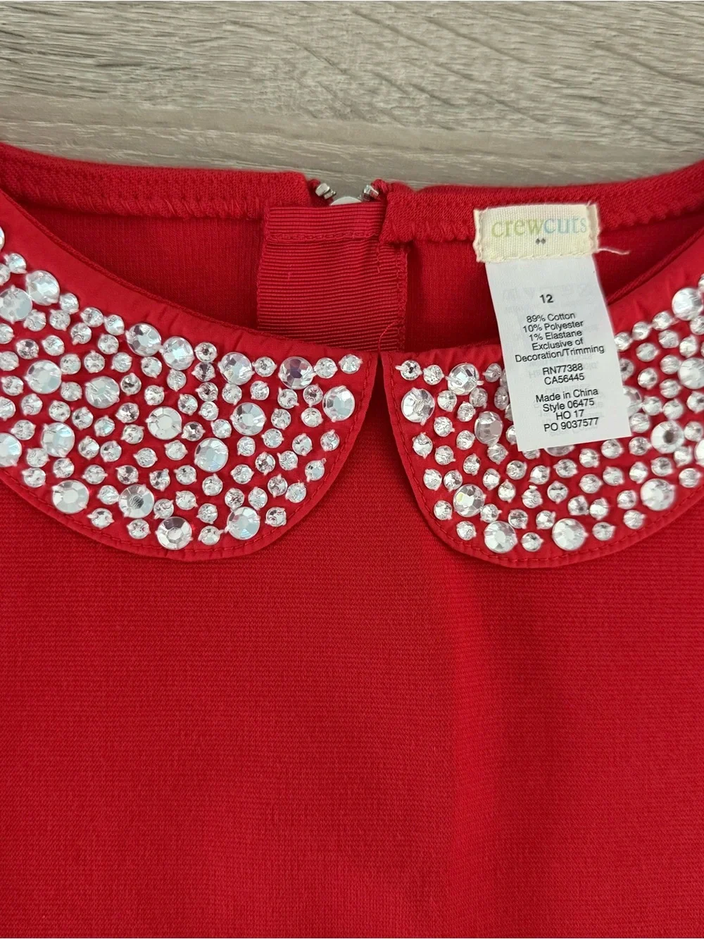 Crewcuts Red Sleeveless Dress with Embellished White Peter Pan Collar